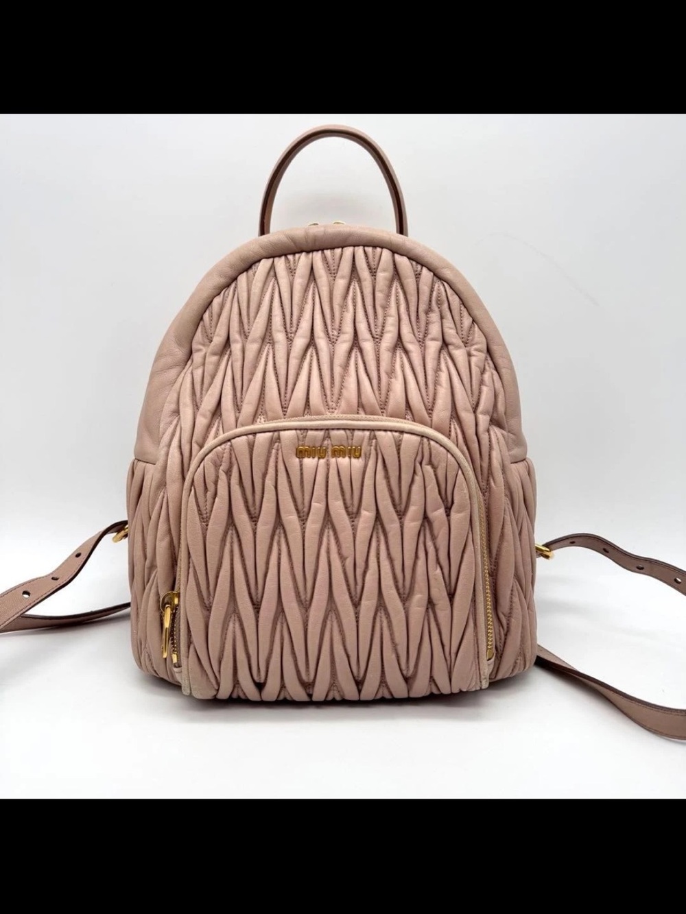 Miu Miu Blush Quilted Leather Backpack